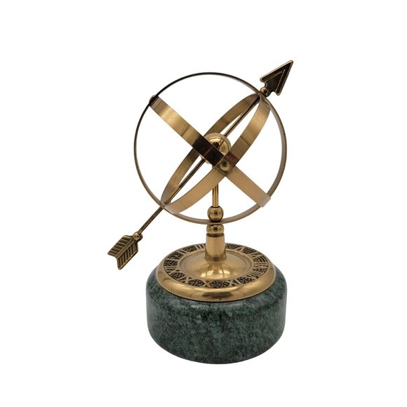 Vintage Brass Armillary Sphere on Marble Stand - Picture 1 of 5